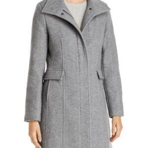 Calvin Klein Stand-Collar Walker Coat, Color Grey Herringbone